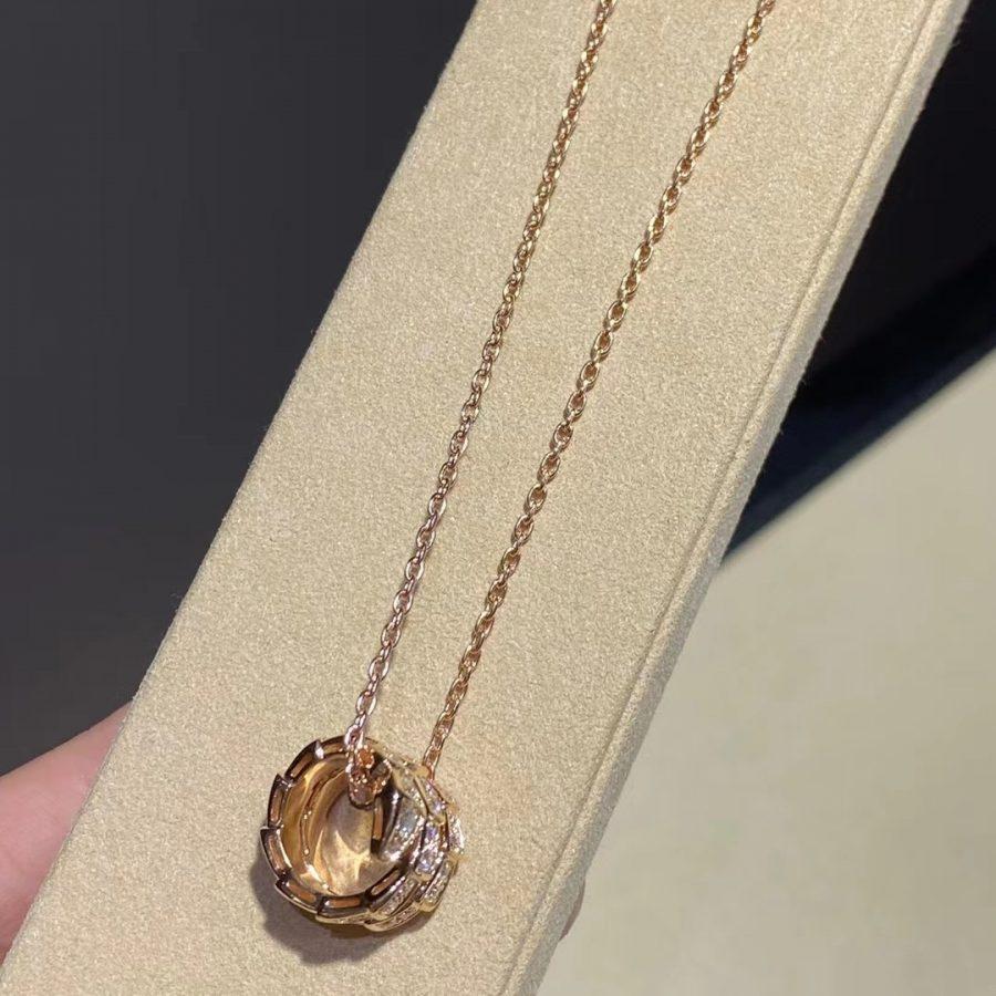 [Renovia Jewelry]SERPENTI PINK GOLD NECKLACE DOUBLE RING DIAMOND