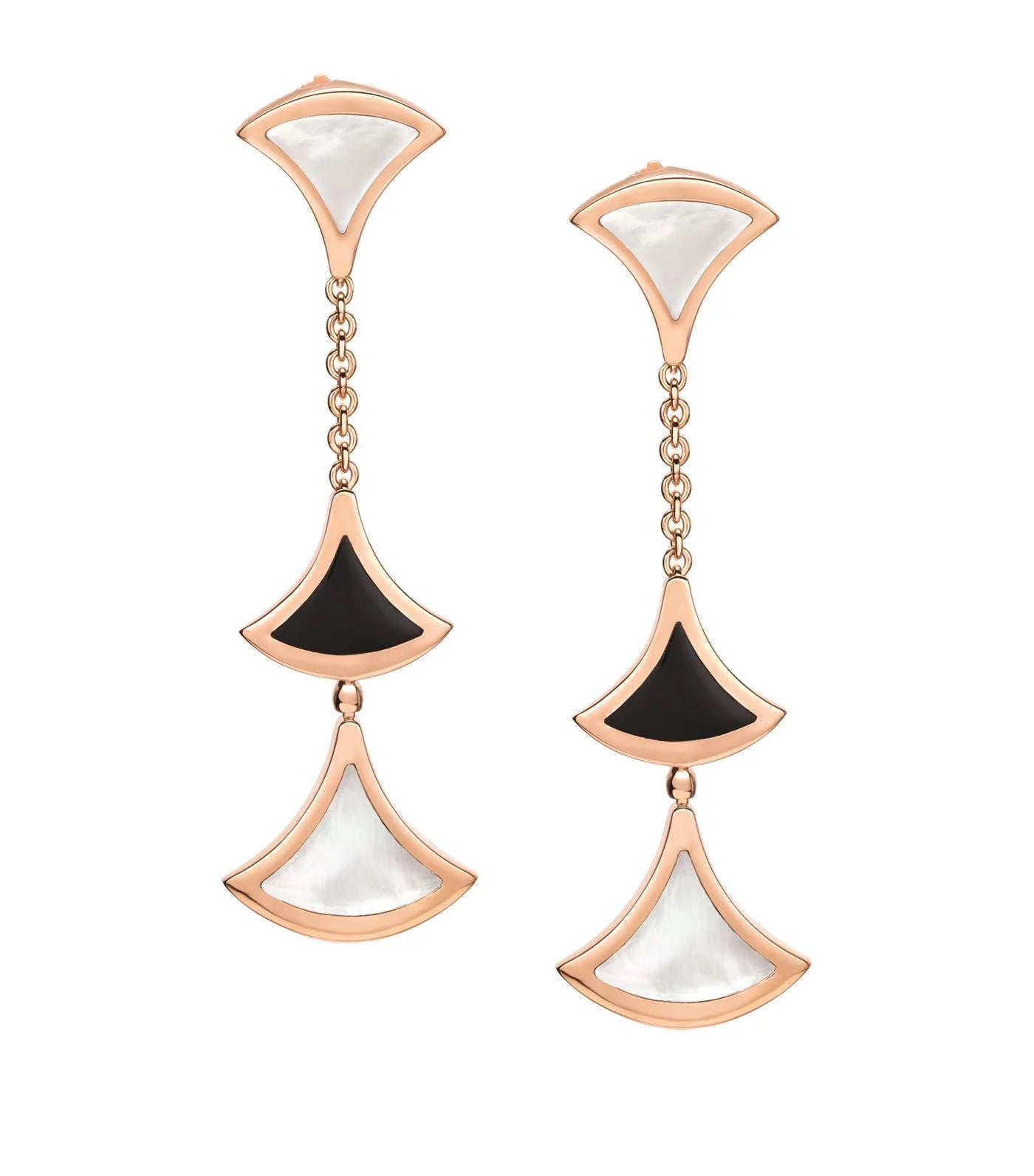 [Renovia Jewelry]DREAM EARRINGS 3 MOTIFS ONYX MOP PINK GOLD
