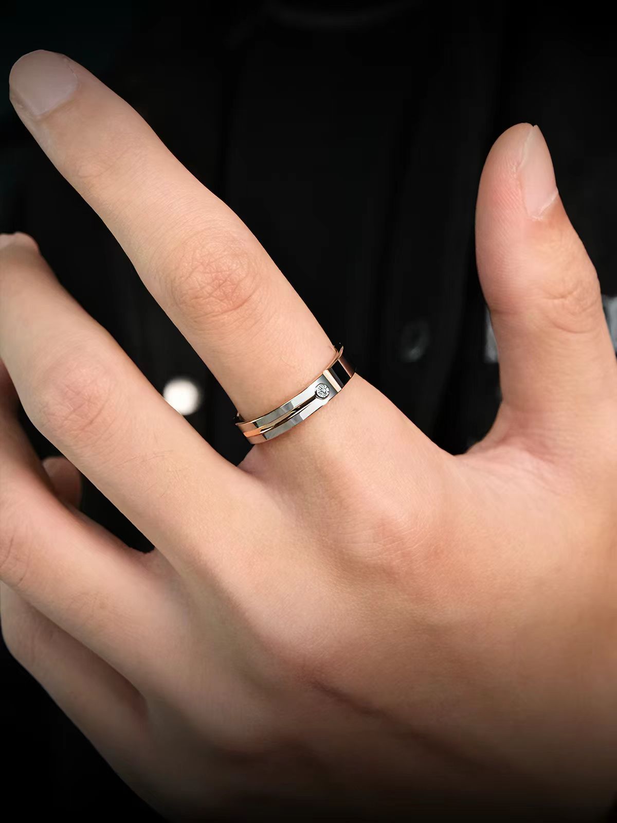 Men's Rose Gold Tungsten Wedding Band, Couple Matching Ring