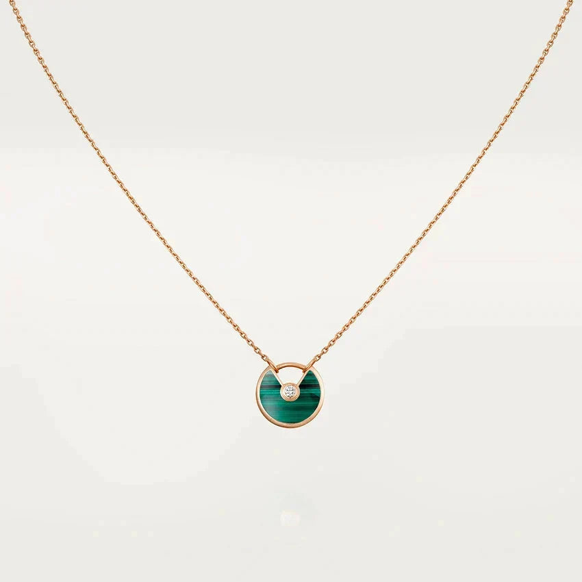 [Renovia Jewelry]AMULETTE ROSE GOLD MALACHITE NECKLACE