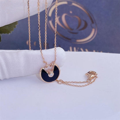 [Renovia Jewelry]AMULETTE ROSE GOLD ONYX NECKLACE