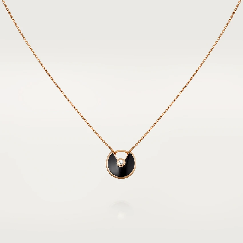 [Renovia Jewelry]AMULETTE ROSE GOLD ONYX NECKLACE