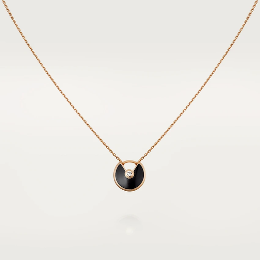 [Renovia Jewelry]AMULETTE ROSE GOLD ONYX NECKLACE