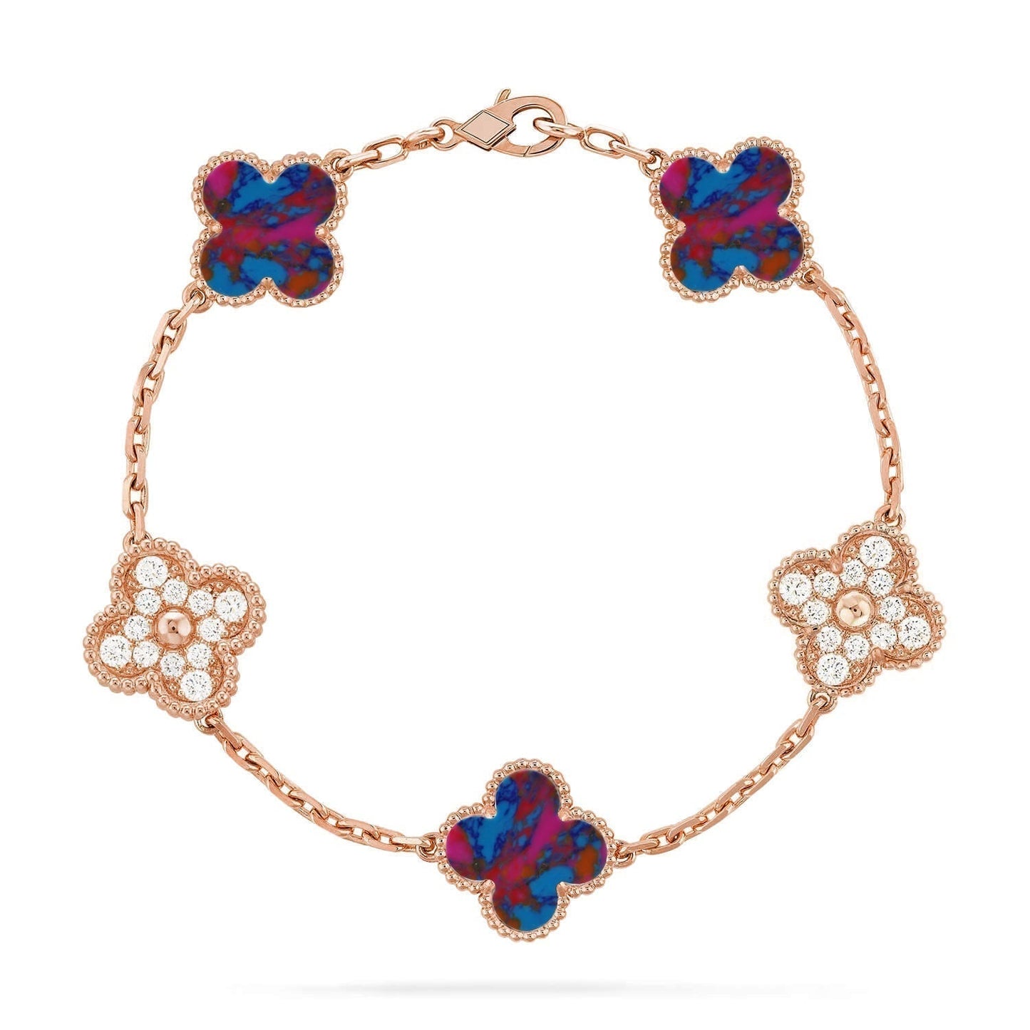 [Renovia Jewelry]CLOVER 5 MOTIF COLOR GEMSTONES BRACELET COLLECTION