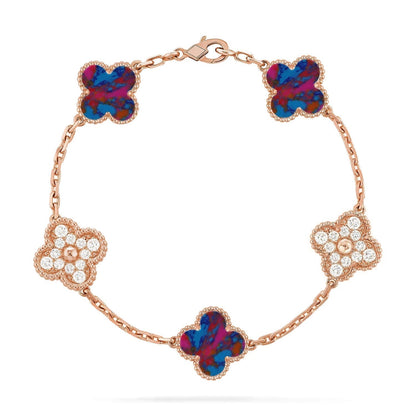[Renovia Jewelry]CLOVER 5 MOTIF COLOR GEMSTONES BRACELET COLLECTION