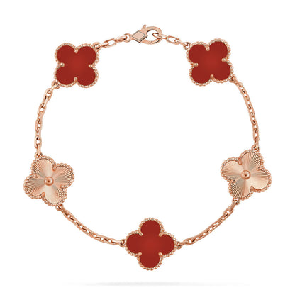 [Renovia Jewelry] CLOVER 5 MOTIF RED CORNELIAN BRACELET COLLECTION