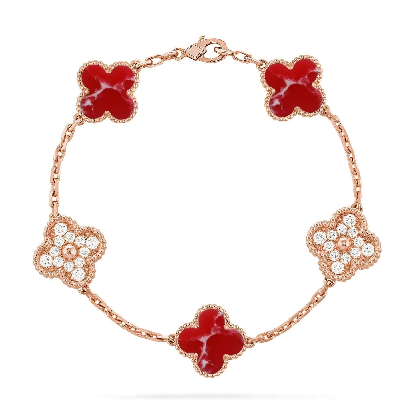 [Renovia Jewelry]CLOVER 5 MOTIF RED PATTERN BRACELET COLLECTION