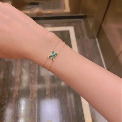 [Renovia Jewelry]JEUX BRACELET MALACHITE PINK GOLD 1 DIAMOND