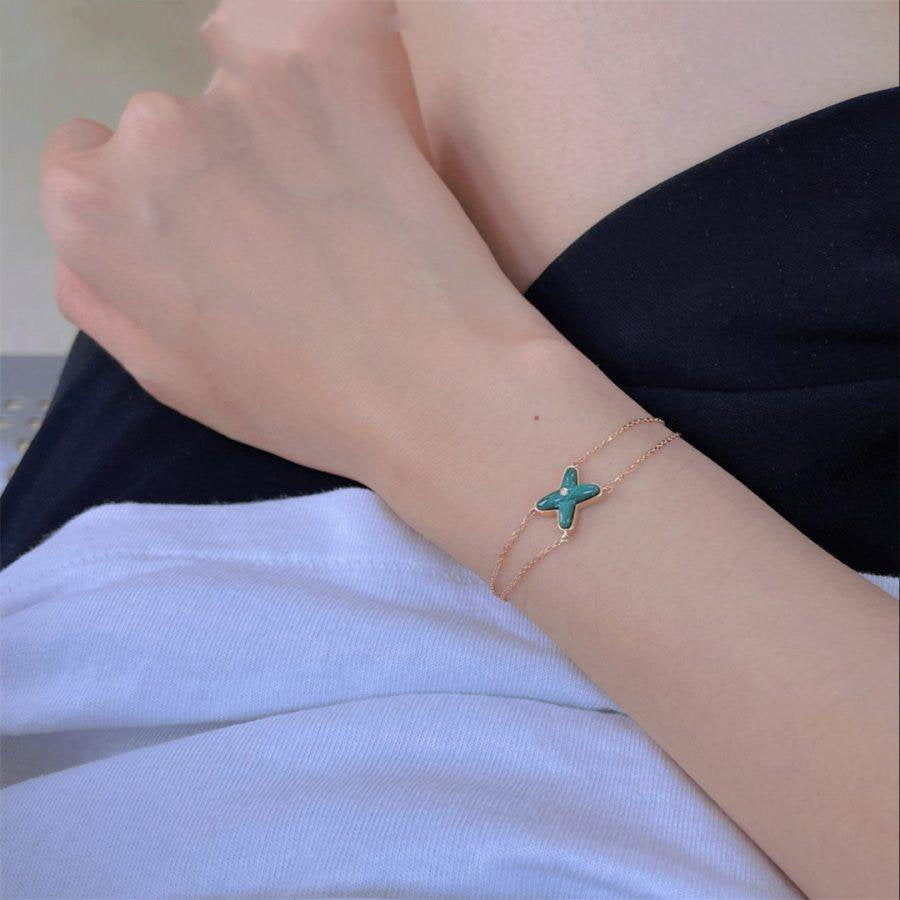 [Renovia Jewelry]JEUX BRACELET MALACHITE PINK GOLD 1 DIAMOND