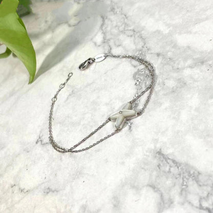 [Renovia Jewelry]JEUX BRACELET WHITE MOP SILVER 1 DIAMOND