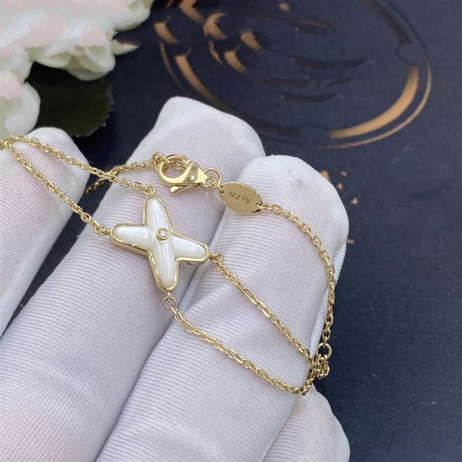 [Renovia Jewelry]JEUX BRACELET WHITE MOP GOLD 1 DIAMOND