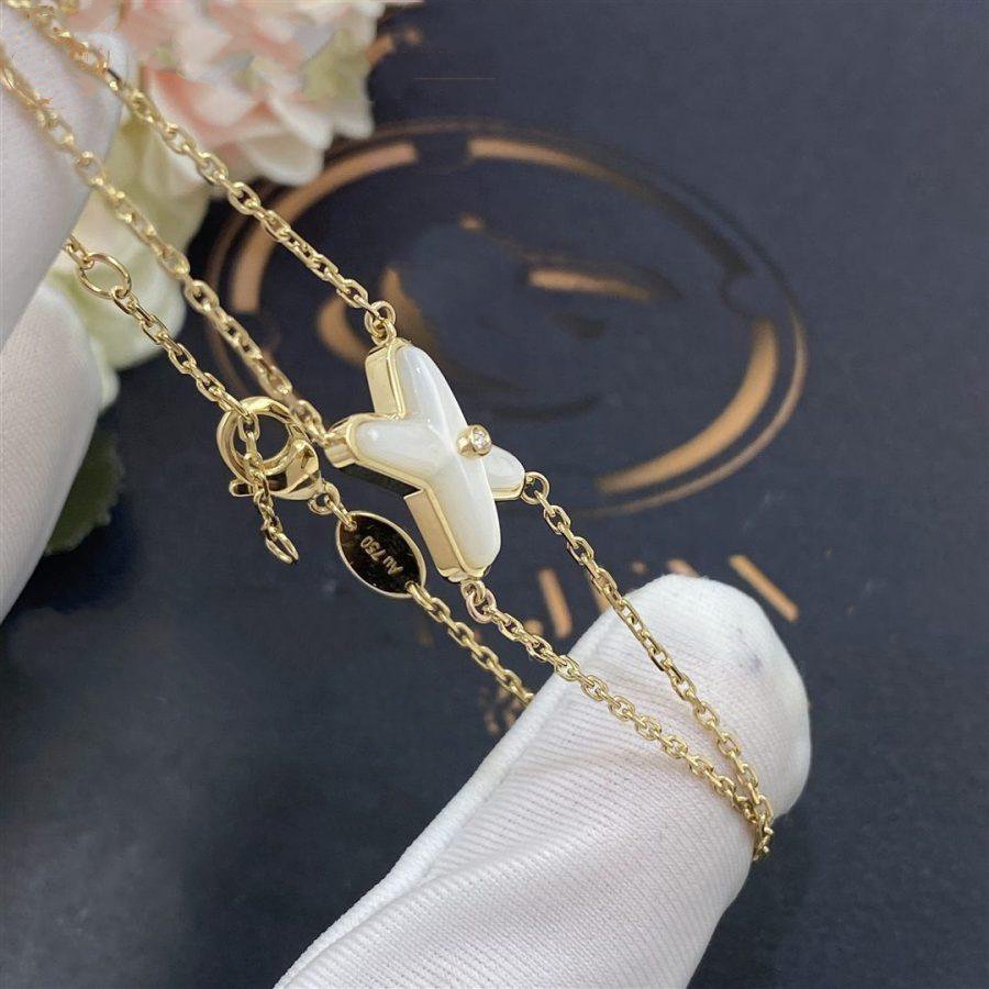 [Renovia Jewelry]JEUX BRACELET WHITE MOP GOLD 1 DIAMOND