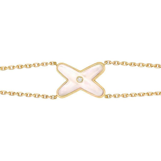 [Renovia Jewelry]JEUX BRACELET WHITE MOP GOLD 1 DIAMOND