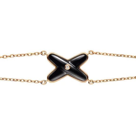 [Renovia Jewelry]JEUX BRACELET ONYX PINK GOLD 1 DIAMOND