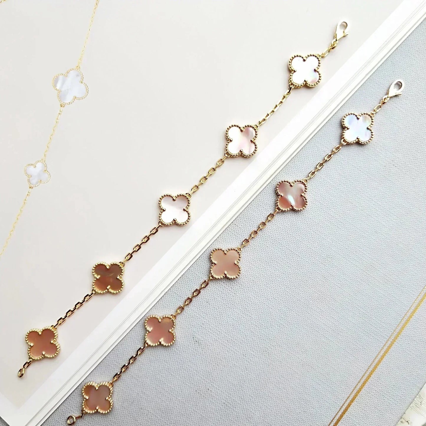 [Renovia Jewelry] CLOVER 5 MOTIFS  PINK MOP BRACELET COLLECTION