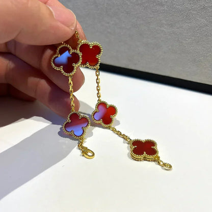 [Renovia Jewelry] CLOVER 5 MOTIF RED CORNELIAN BRACELET COLLECTION
