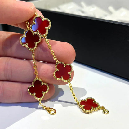 [Renovia Jewelry] CLOVER 5 MOTIF RED CORNELIAN BRACELET COLLECTION