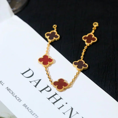 [Renovia Jewelry] CLOVER 5 MOTIF RED CORNELIAN BRACELET COLLECTION