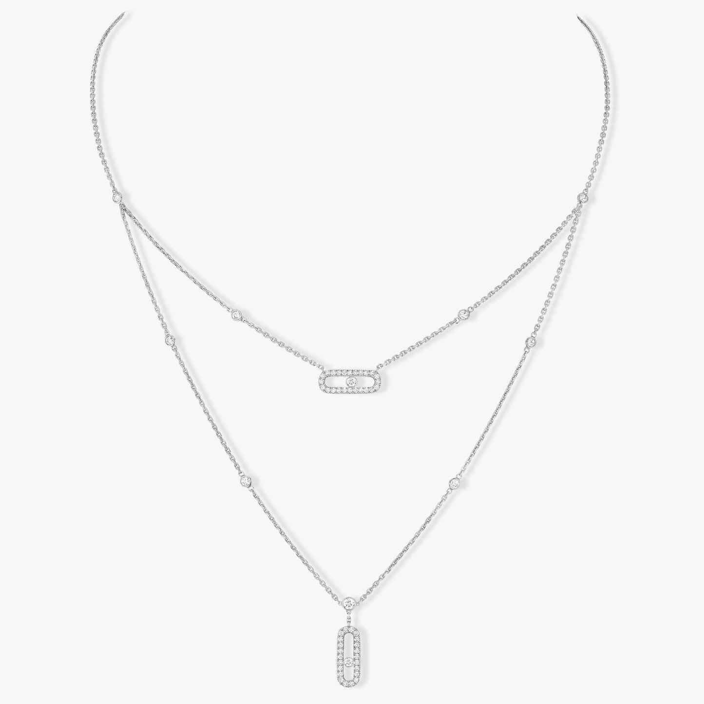 [Renovia Jewelry]MOVE 2 ROW DIAMOND NECKLACE