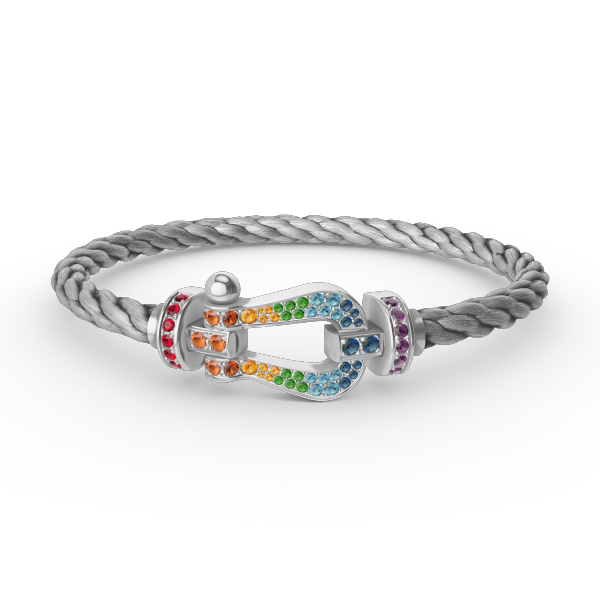 [Renovia Jewelry]FORC LARGE HORSESHOE  COLORED DIAMOND BRACELET SILVER