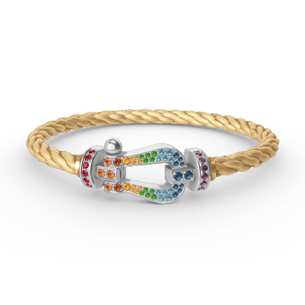 [Renovia Jewelry]FORC LARGE HORSESHOE  COLORED DIAMOND BRACELET SILVER