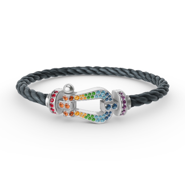 [Renovia Jewelry]FORC LARGE HORSESHOE  COLORED DIAMOND BRACELET SILVER