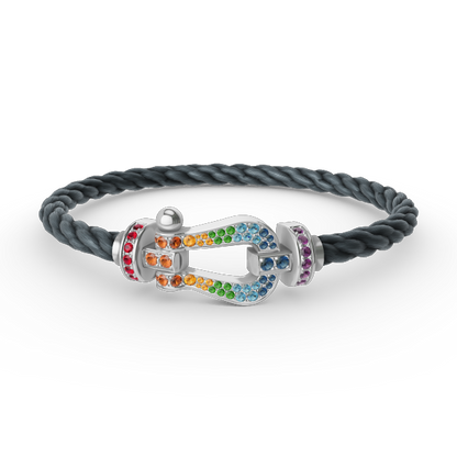 [Renovia Jewelry]FORC LARGE HORSESHOE  COLORED DIAMOND BRACELET SILVER