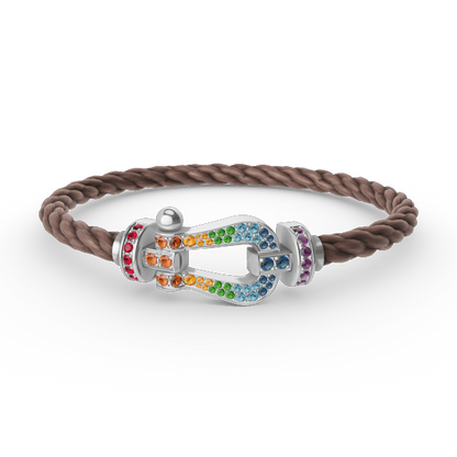 [Renovia Jewelry]FORC LARGE HORSESHOE  COLORED DIAMOND BRACELET SILVER