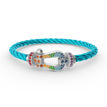 [Renovia Jewelry]FORC LARGE HORSESHOE  COLORED DIAMOND BRACELET SILVER