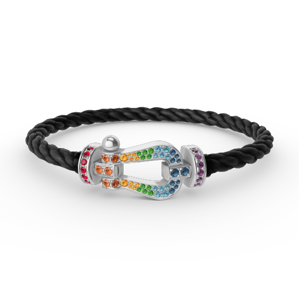 [Renovia Jewelry]FORC LARGE HORSESHOE  COLORED DIAMOND BRACELET SILVER