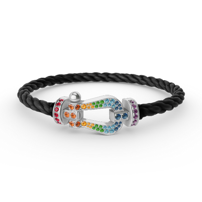 [Renovia Jewelry]FORC LARGE HORSESHOE  COLORED DIAMOND BRACELET SILVER
