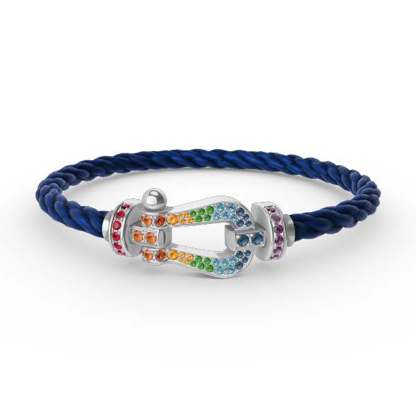[Renovia Jewelry]FORC LARGE HORSESHOE  COLORED DIAMOND BRACELET SILVER