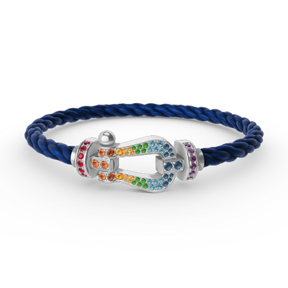 [Renovia Jewelry]FORC LARGE HORSESHOE  COLORED DIAMOND BRACELET SILVER