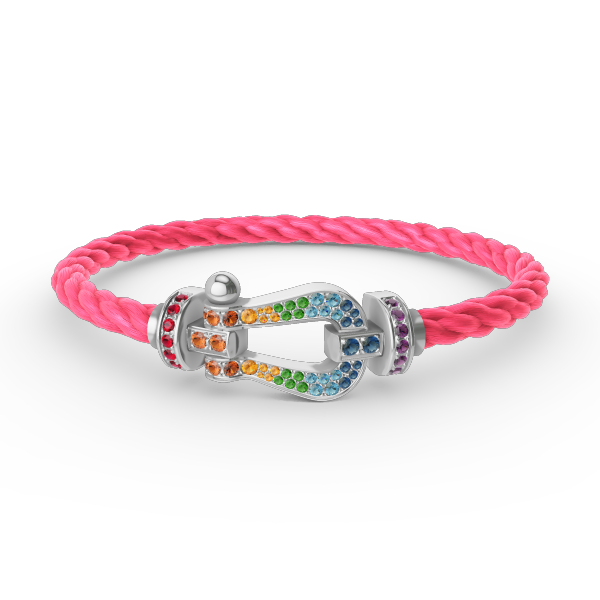 [Renovia Jewelry]FORC LARGE HORSESHOE  COLORED DIAMOND BRACELET SILVER