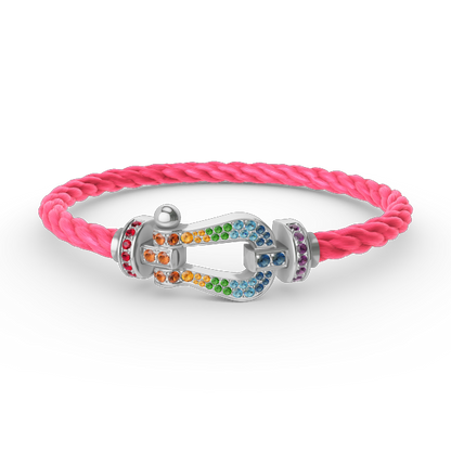 [Renovia Jewelry]FORC LARGE HORSESHOE  COLORED DIAMOND BRACELET SILVER