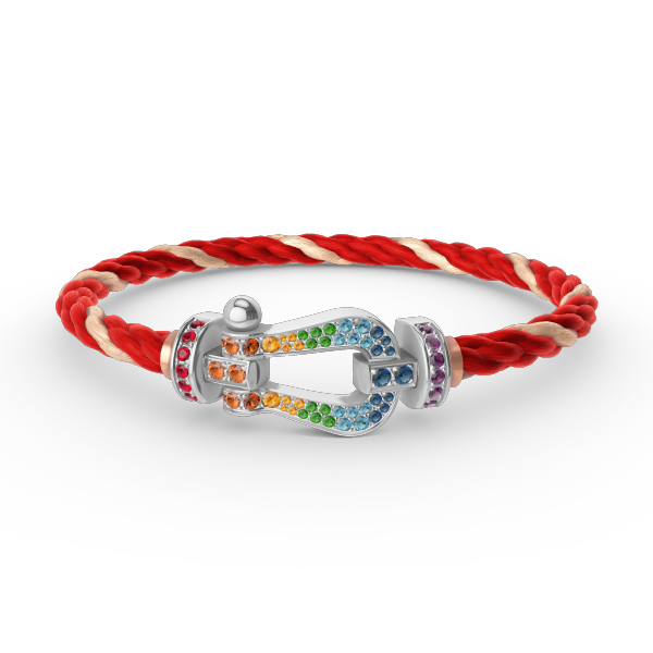 [Renovia Jewelry]FORC LARGE HORSESHOE  COLORED DIAMOND BRACELET SILVER