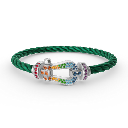 [Renovia Jewelry]FORC LARGE HORSESHOE  COLORED DIAMOND BRACELET SILVER