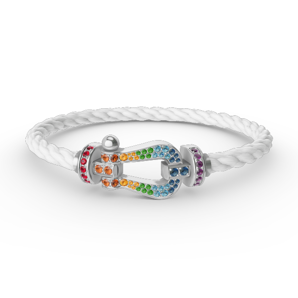 [Renovia Jewelry]FORC LARGE HORSESHOE  COLORED DIAMOND BRACELET SILVER