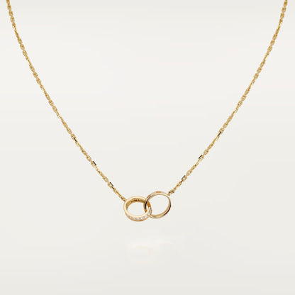 [Renovia Jewelry]LOVE DOUBLE RING HALF DIAMOND NECKLACE