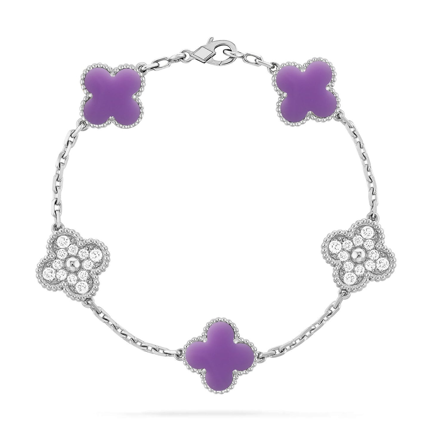 [Renovia Jewelry]CLOVER 5 MOTIF LIGHT PURPLE BRACELET COLLECTION