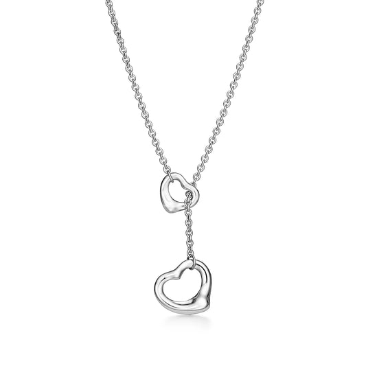 [Renovia Jewelry]OPEN HEART LARIAT NECKLACE SILVER