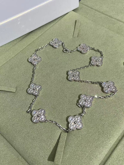 [Renovia Jewelry]CLOVER 10 MOTIFS  FULL DIAMOND NECKLACE
