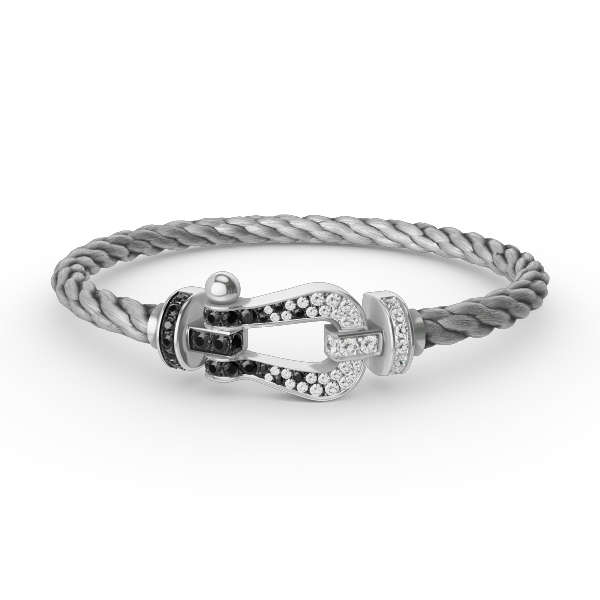 [Renovia Jewelry]FORCE LARGE HORSESHOE BLACK WHITE DIAMOND BRACELET SILVER