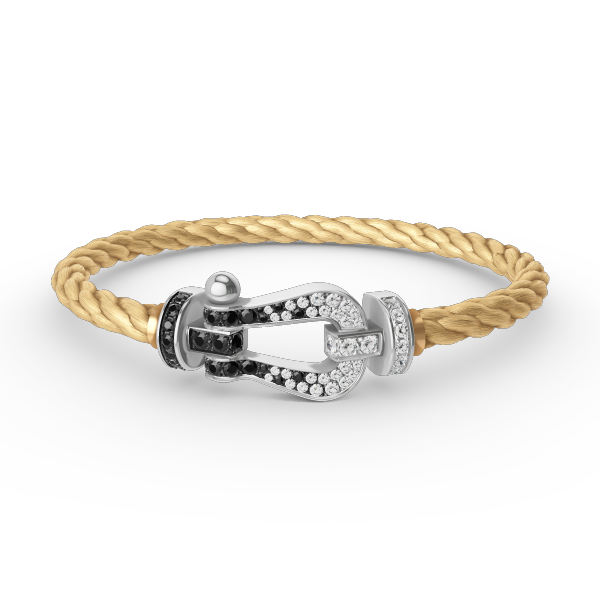 [Renovia Jewelry]FORCE LARGE HORSESHOE BLACK WHITE DIAMOND BRACELET SILVER