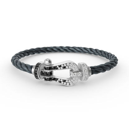[Renovia Jewelry]FORCE LARGE HORSESHOE BLACK WHITE DIAMOND BRACELET SILVER