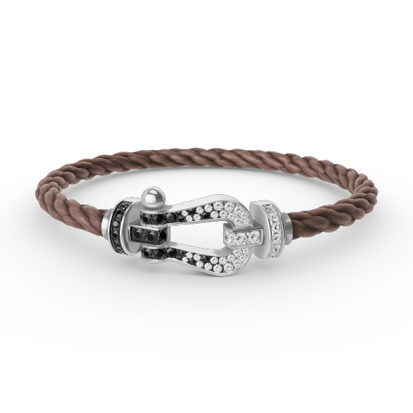 [Renovia Jewelry]FORCE LARGE HORSESHOE BLACK WHITE DIAMOND BRACELET SILVER