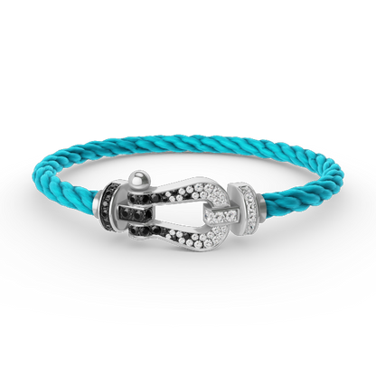 [Renovia Jewelry]FORCE LARGE HORSESHOE BLACK WHITE DIAMOND BRACELET SILVER
