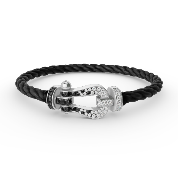 [Renovia Jewelry]FORCE LARGE HORSESHOE BLACK WHITE DIAMOND BRACELET SILVER
