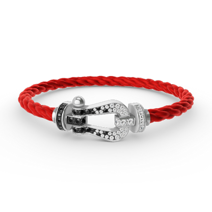 [Renovia Jewelry]FORCE LARGE HORSESHOE BLACK WHITE DIAMOND BRACELET SILVER