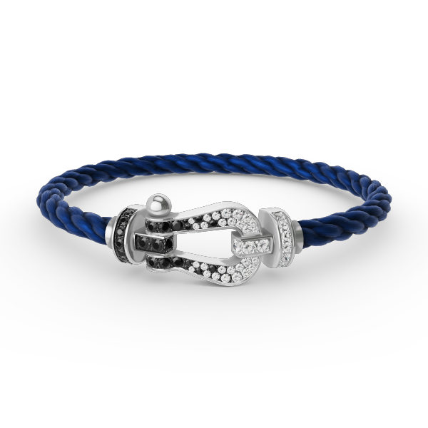 [Renovia Jewelry]FORCE LARGE HORSESHOE BLACK WHITE DIAMOND BRACELET SILVER